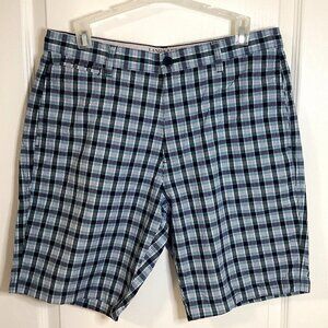 Land's End Men's Green Plaid Shorts Size 32 Casual Summer Beach Pockets